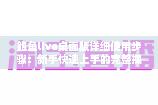 鲍鱼live桌面版详细使用步骤：新手快速上手的完整操作指南