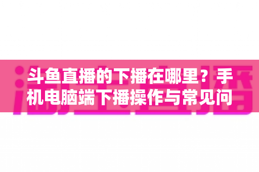 斗鱼直播的下播在哪里？手机电脑端下播操作与常见问题全解析