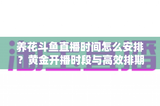 养花斗鱼直播时间怎么安排？黄金开播时段与高效排期全攻略
