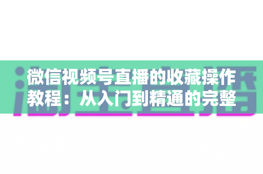 微信视频号直播的收藏操作教程：从入门到精通的完整指南，轻松收藏心仪直播不错过任何精彩内容