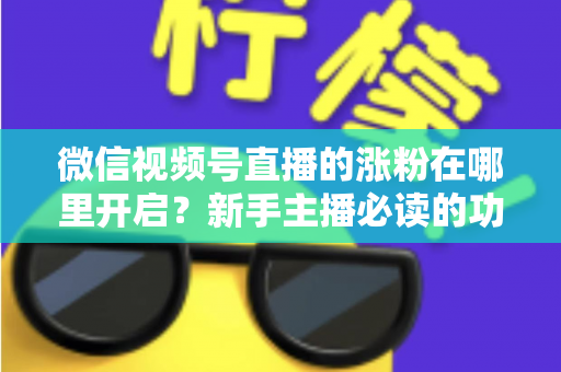 微信视频号直播的涨粉在哪里开启？新手主播必读的功能开启教程与涨粉实战攻略