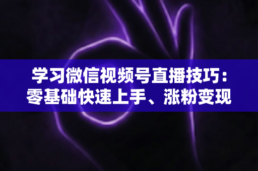 学习微信视频号直播技巧:零基础快速上手、涨粉变现的实战全攻略 学习微信视频号直播技巧:零基础快速上手、涨粉变现的实战全攻略
