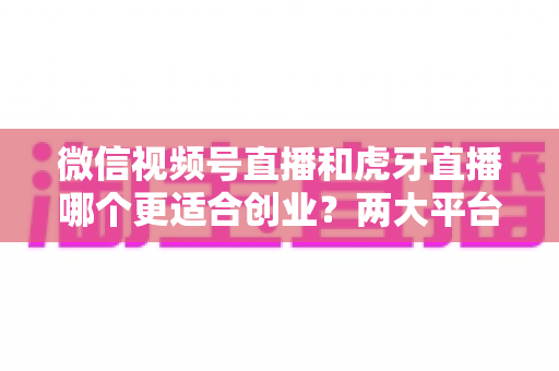 微信视频号直播和虎牙直播哪个更适合创业？两大平台全方位对比与创业方向深度解析