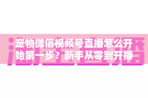 宠物微信视频号直播怎么开始第一步？新手从零到开播的完整实操指南