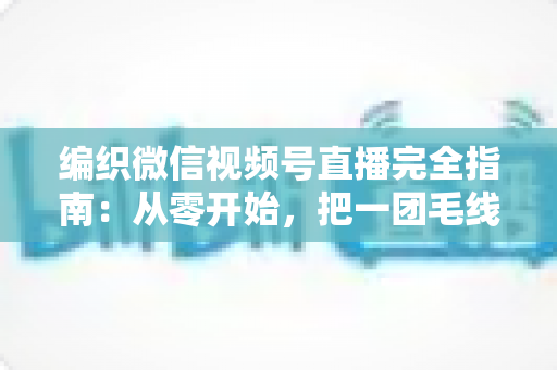 编织微信视频号直播完全指南:从零开始,把一团毛线织成有温度的生意 编织微信视频号直播完全指南:从零开始,把一团毛线织成有温度的生意