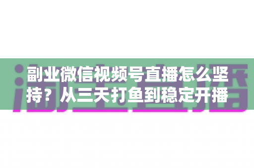 副业微信视频号直播怎么坚持？从三天打鱼到稳定开播的全流程实战指南