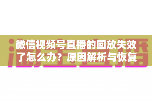 微信视频号直播的回放失效了怎么办?原因解析与恢复全攻略 微信视频号直播的回放失效了怎么办?原因解析与恢复全攻略
